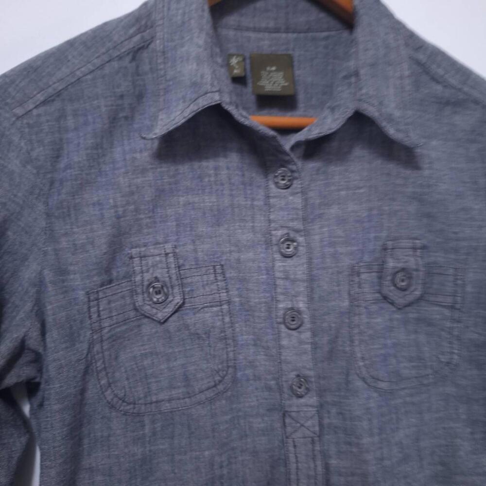 Anthropologie Fei Shirt Dress Womens Size S Tunic Belted 3/4 Sleeves‎  Blue Gray - Picture 5 of 9